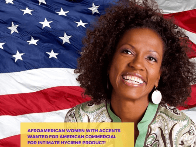 Women with a Afroamerican look women between 25-40 years old who are native speakers of american!