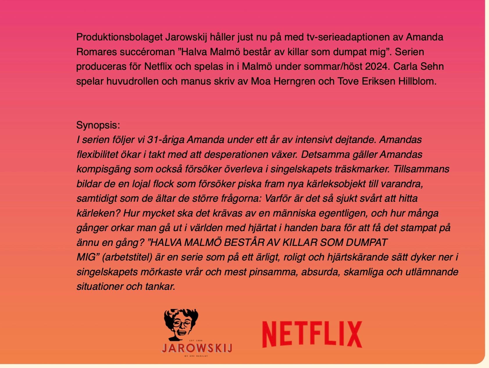 KILLAR 25-35 SÖKES FÖR STATISTER I NETFLIX SERIEN HALVA MALMÖ BESTÅR AV KILLAR SOM DUMPAT MIG